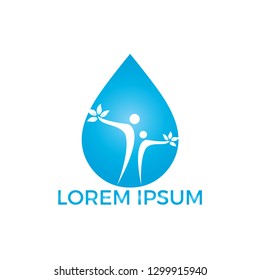 Water drop with human tree icon vector logo design.