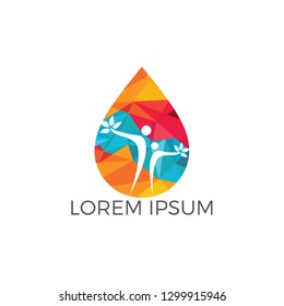 Water drop with human tree icon vector logo design.
