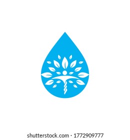 Water drop with human tree icon vector logo design. Nature plant water spring logo water drop natural design vector.