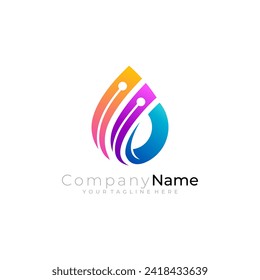 Water drop icon with 3d colorful design, simple logos, drop