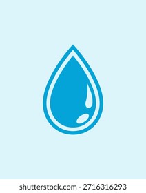 Icono de gota de agua. Forma de gota de lluvia azul, logotipo de gota. Goteo gráfico, salpicadura de aceite. Salpicadura de agua, salpicadura de agua azul o gotas aisladas sobre fondo azul, salpicadura de lluvia, gota de lluvia. Ilustración vectorial