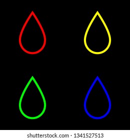 Water drop icon. Black background