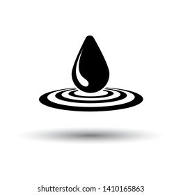 Water Drop Icon. Black on White Background With Shadow. Vector Illustration.