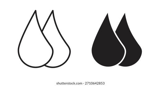 Wassertropfen-Symbol in schwarzem Strich, Vektordesign und flache, feste Version auf weißem Hintergrund