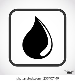 water drop icon - black vector illustration