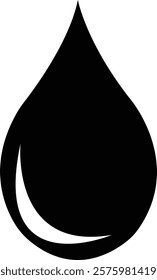 water drop icon black.Abstract black water drop icon design with flowing leaves and dots. Perfect for beauty, and health brands.simple water droplet symbol. transparent vector illustration.