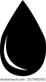 water drop icon black.Abstract black water drop icon design with flowing leaves and dots. Perfect for beauty, and health brands.simple water droplet symbol. transparent vector illustration.