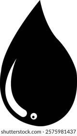 water drop icon black.Abstract black water drop icon design with flowing leaves and dots. Perfect for beauty, and health brands.simple water droplet symbol. transparent vector illustration.