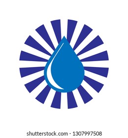 Water Drop Icon with Blue Splash Direction Background.