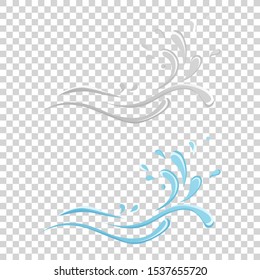 Water And Drop Icon - Blue wave and water splashe, wavy symbol of nature in motion vector Illustrations.