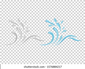 Water And Drop Icon - Blue wave and water splashe, wavy symbol of nature in motion vector Illustrations.