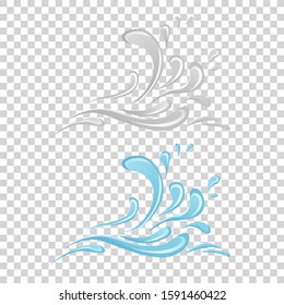 Water And Drop Icon - Blue wave and water splashe, wavy symbol of nature in motion vector Illustrations.