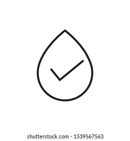 water drop icon with a check mark that confirms, vector illustration, simple icon on a white background, editable stroke.