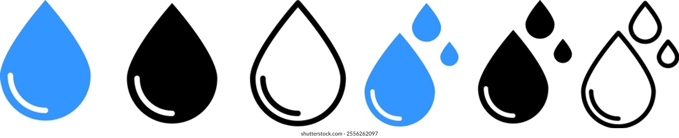 Water drop icon collection set. Vector illustration	