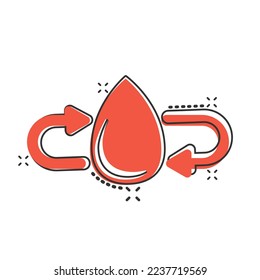 Water drop icon in comic style. Droplet cartoon vector illustration on white isolated background. Recycle splash effect sign business concept.