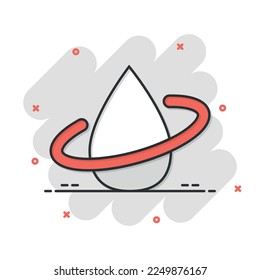Water drop icon in comic style. Droplet cartoon vector illustration on white isolated background. Recycle splash effect sign business concept.