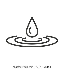 Icono de gota de agua que crea el signo de línea de Vector de ícono de ondas