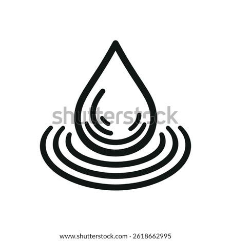 Water Drop Icon Creating Ripples in Water Symbolizing Fluidity and Impact