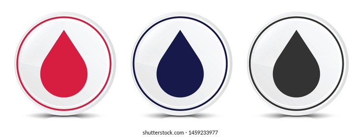 Water drop icon crystal flat round button set illustration design isolated on white background
