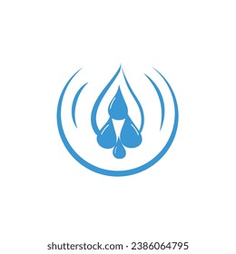 Water drop icon design, flat style. Blue liquid. Logotype Vector template on white background.