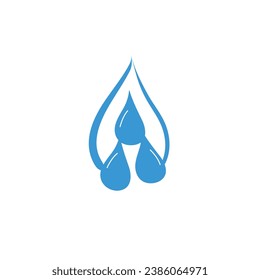 Water drop icon design, flat style. Blue liquid. Vector template on white background.