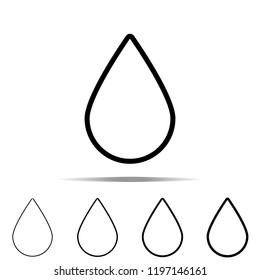 water drop icon in different shapes, thickness. Simple outline vector of web for UI and UX, website or mobile application