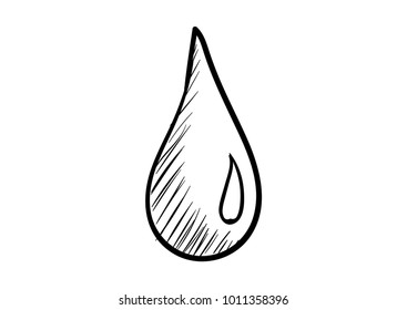 Water drop icon in doodle sketch lines. Nature ecology environment