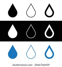 
Water drop icon, Water droplet symbol, Minimalistic drop icon set design. 