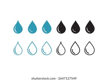 Ícone de gota de água, Símbolo de gota de água, Design de conjunto de ícone de gota minimalista