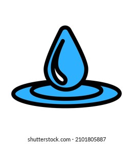 Wassertropfsymbol Bearbeitbare, fette Rahmenlinie mit Farbfülldesign. Vektorgrafik.