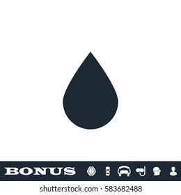 Water drop icon flat. Black pictogram on white background. Vector illustration symbol and bonus button