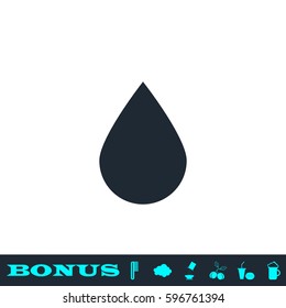 Water drop icon flat. Black pictogram on white background. Vector illustration symbol and bonus button