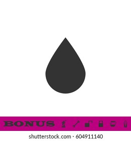 Water drop icon flat. Black pictogram on white background. Vector illustration symbol and bonus button
