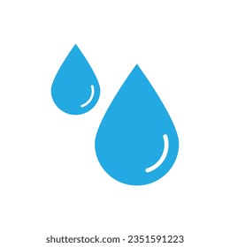 water drop Icon flat blue color illustration on white background..eps