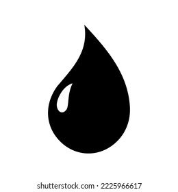 Water drop icon in flat design. Black liquid drop symbol. Vector illustration. Drop icon