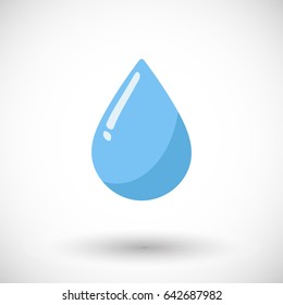Water drop icon, Flat design with round shadow, vector illustration