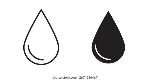 Water drop icon in flat and liner trendy style for app ui designs