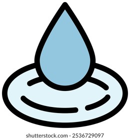 Icono de gota de agua con estilo de contorno plano