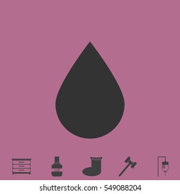 Water drop icon flat. Simple vector grey pictogram and bonus symbol