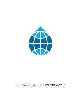 Water drop icon in globe shape. Vector.