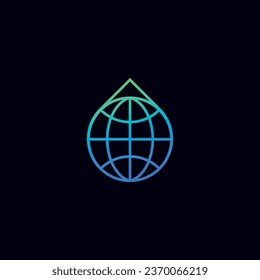 Water drop icon in globe shape. Vector.