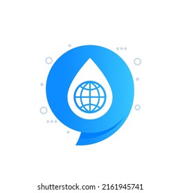icono de caída de agua con un globo, vector