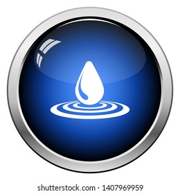 Wassertropfsymbol Glossy Button Design. Vektorgrafik.
