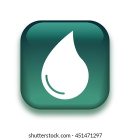 water drop icon - glossy vector button