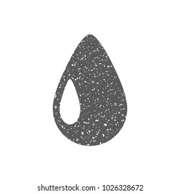 Water drop icon in grunge texture. Vintage style vector illustration.