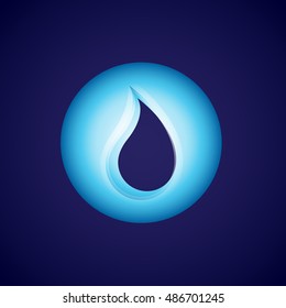 Water Drop Icon - Isolated On Blue Background. Vector Illustration, Graphic Design. For Web, Websites, Print Material 