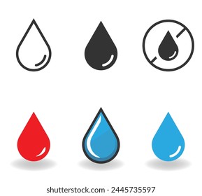 Water Drop Icon. Liquid drop icon set. outline and filled icon. linear style sign for mobile, web, ui design. Drop of water simple line vector icon. Symbol, logo illustration Concept