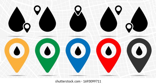 Water drop icon in location set. Simple glyph, flat illustration element of web, minimalistic theme icons