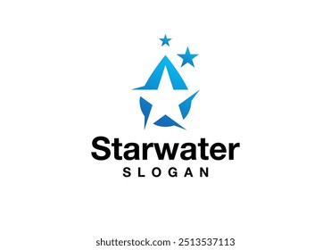 Water Drop Icon Logo Design Vector with Stars