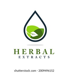 water drop icon logo with herbs in it